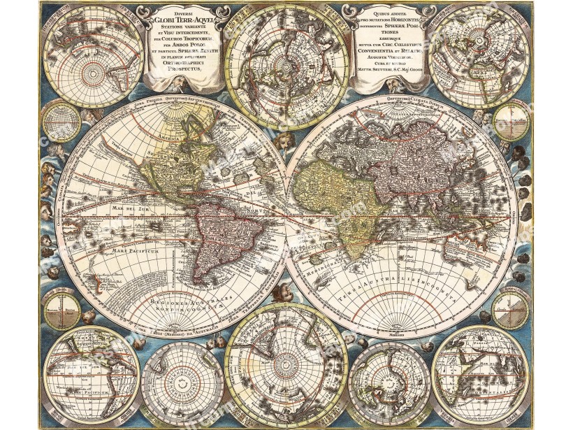 Globe Map 1730 Matthäus Seutter