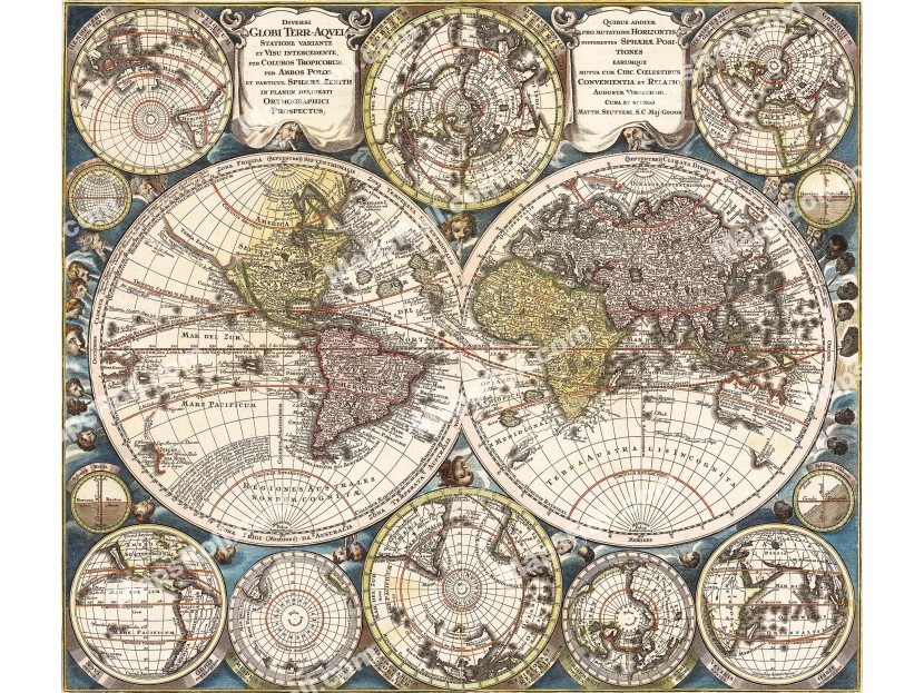 Globe Map 1730 Matthäus Seutter