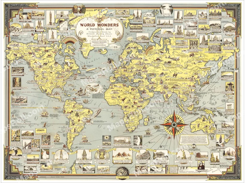 World Wonders Map 1939 Chase Dudley