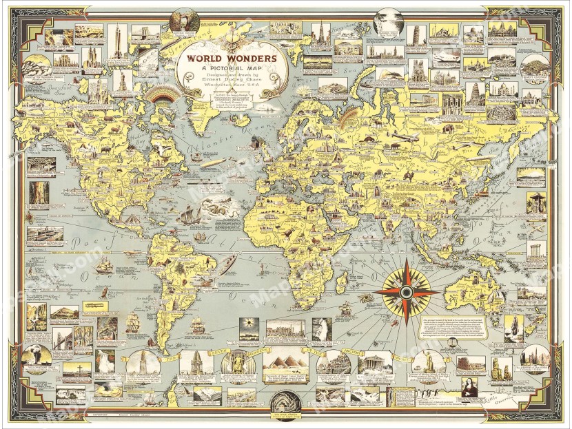 World Wonders Map 1939 Chase Dudley