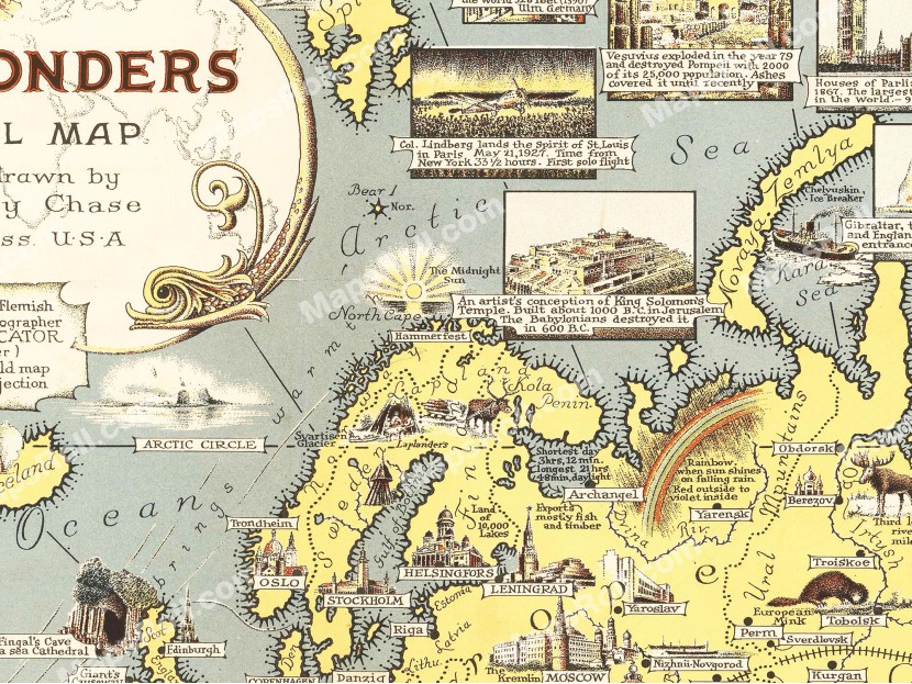 World Wonders Map 1939 Chase Dudley