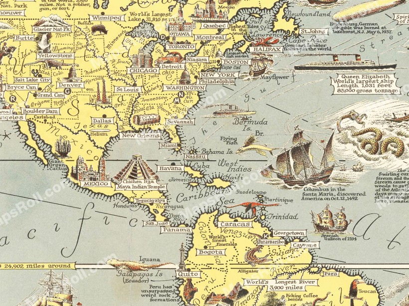 World Wonders Map 1939 Chase Dudley