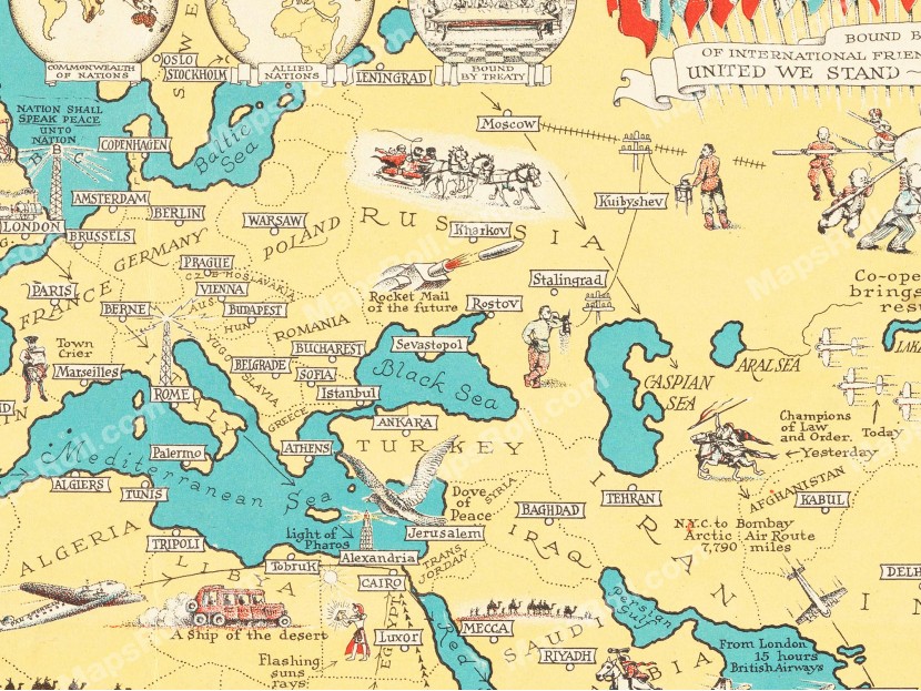 The World United map 1944 Chase Dudley