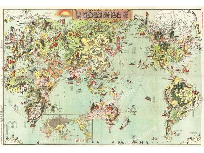 Caricature of the world map 1924 Ogawa Jihei & Maekawa Senpan