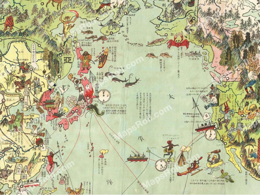 Caricature of the world map 1924 Ogawa Jihei & Maekawa Senpan