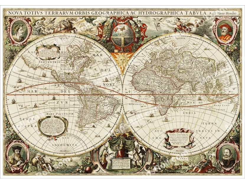 World Map 1630 Henricus Hondius