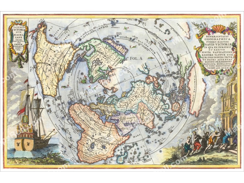 Voyage of Magellan Map 1702 Heinrich Scherer