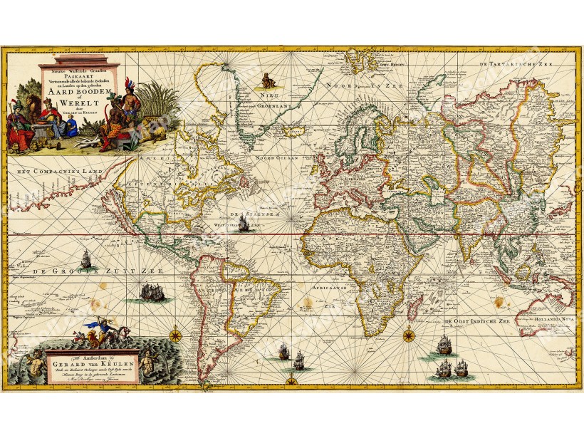 Map of the World 1728 Gerard van Keulen