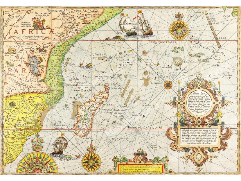 East South Africa map 1596 Jan Huygen van Linschoten