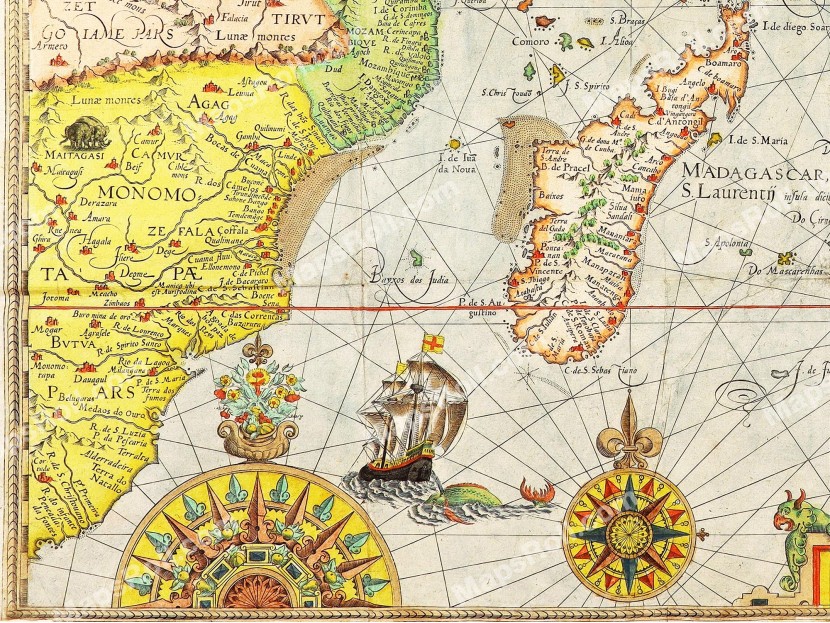 East South Africa map 1596 Jan Huygen van Linschoten