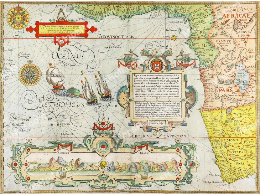 West South Africa map 1596 Jan Huygen van Linschoten