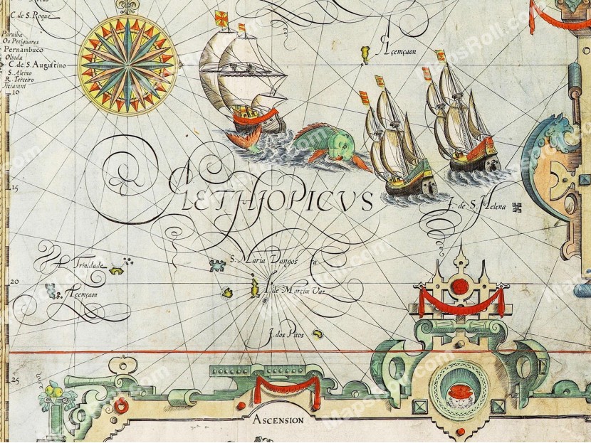 West South Africa map 1596 Jan Huygen van Linschoten