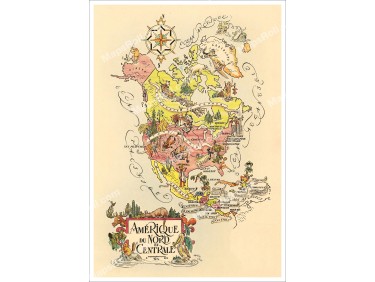 North and Central America Map 1951 Jacques Liozu