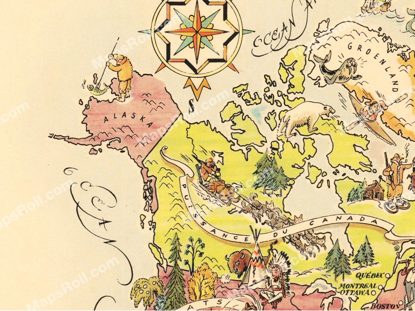 North and Central America Map 1951 Jacques Liozu