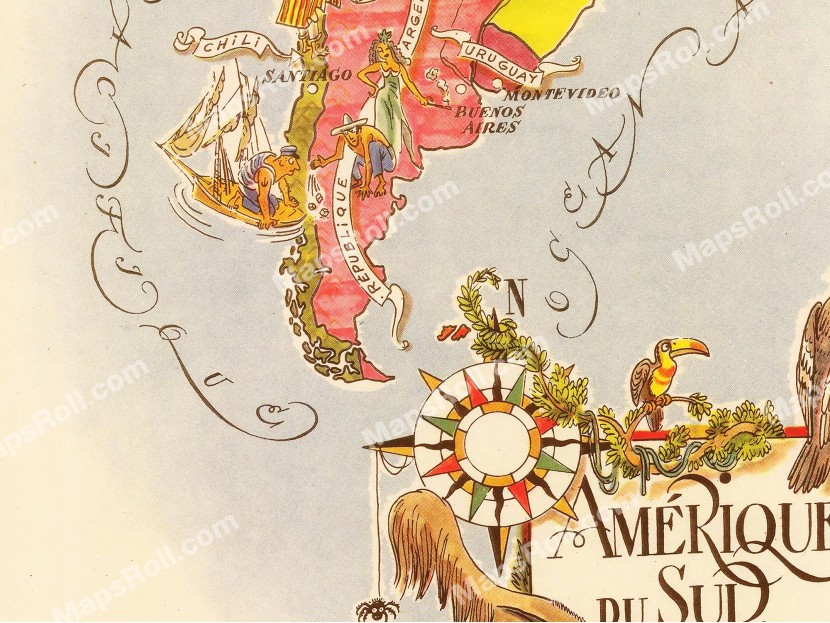 South America Map 1951 Jacques Liozu