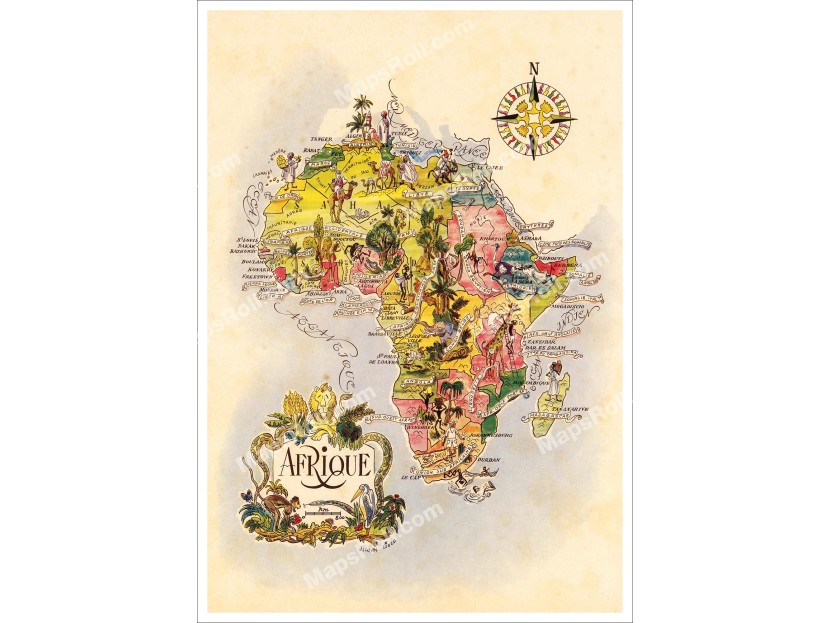 Africa Map 1951 Jacques Liozu