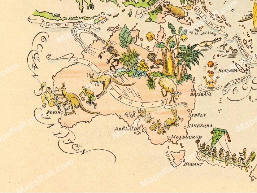 Australia and Oceania Map 1951 Jacques Liozu