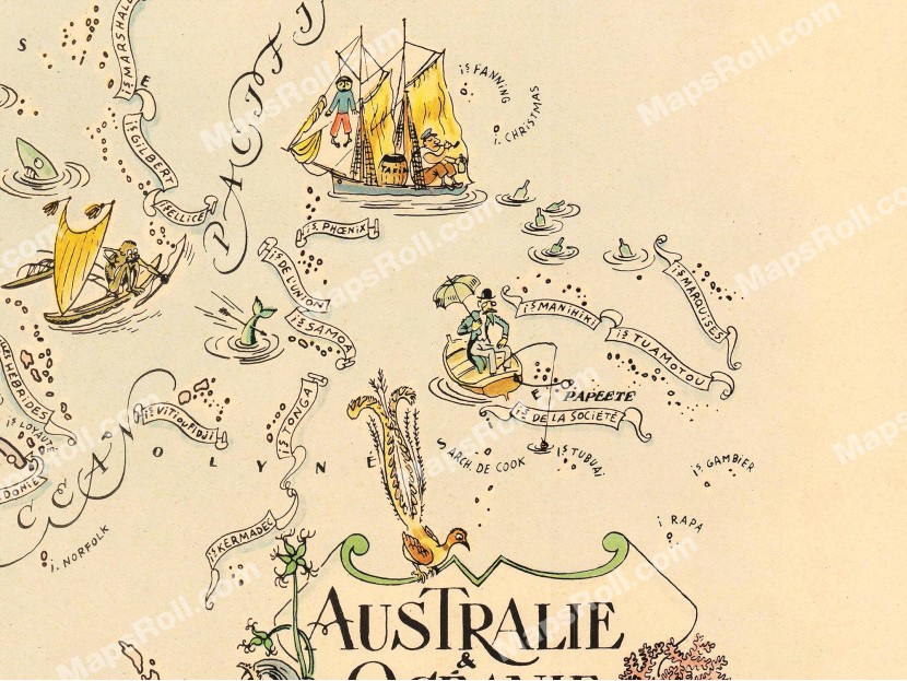 Australia and Oceania Map 1951 Jacques Liozu