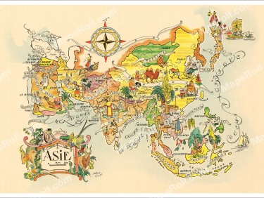 Asia Map 1951 Jacques Liozu
