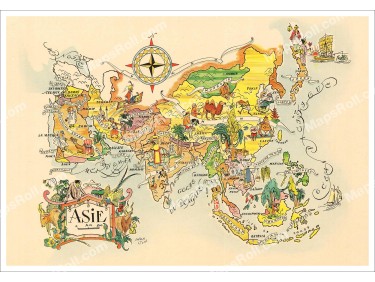 Asia Map 1951 Jacques Liozu