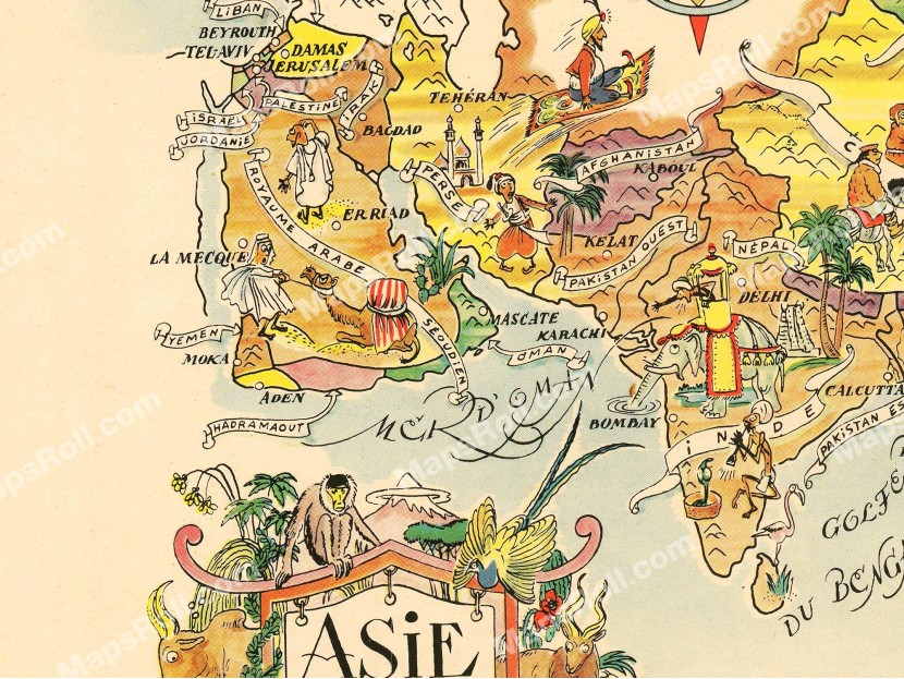 Asia Map 1951 Jacques Liozu