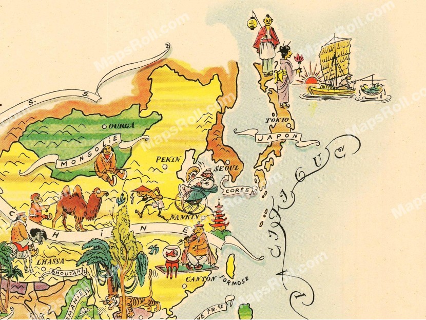 Asia Map 1951 Jacques Liozu