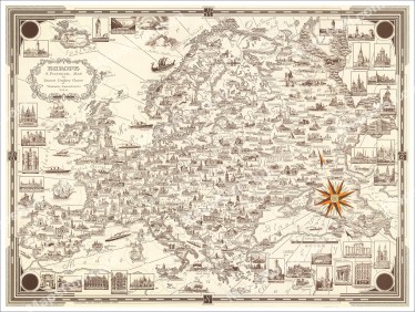 Classical Europe Map 1938 Chase Dudley