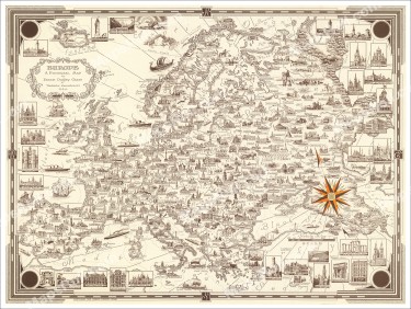 Classical Europe Map 1938 Chase Dudley