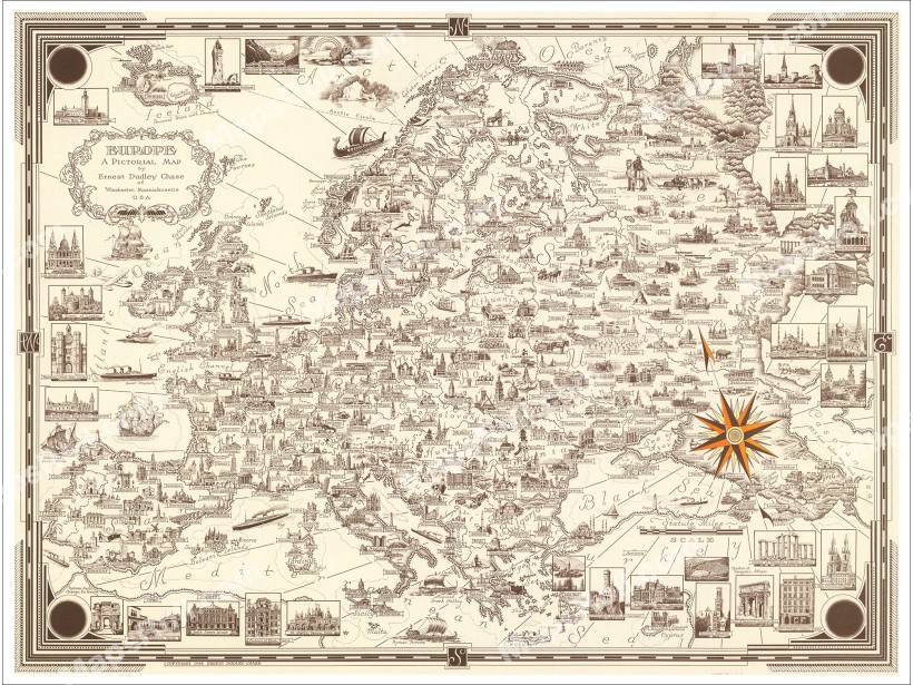 Classical Europe Map 1938 Chase Dudley