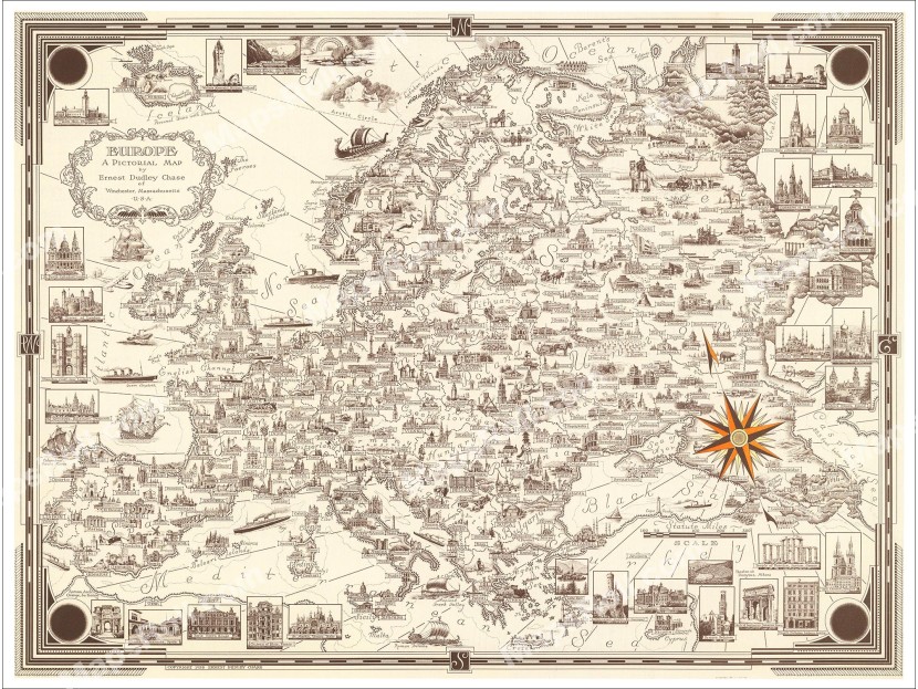 Classical Europe Map 1938 Chase Dudley