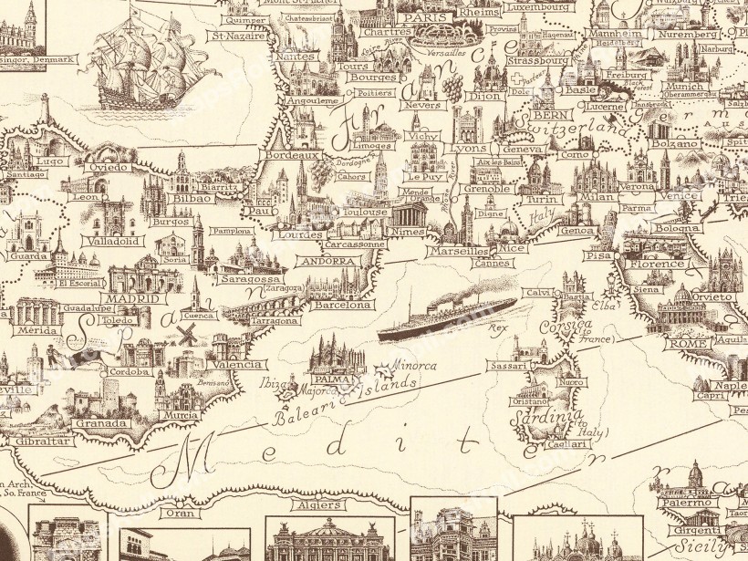 Classical Europe Map 1938 Chase Dudley