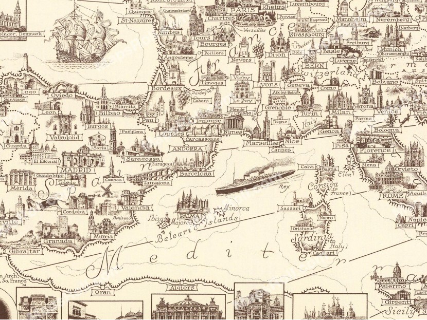 Classical Europe Map 1938 Chase Dudley