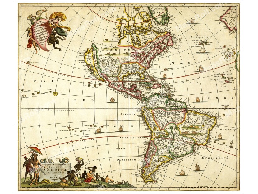Americas Map 1670 Frederick de Wit