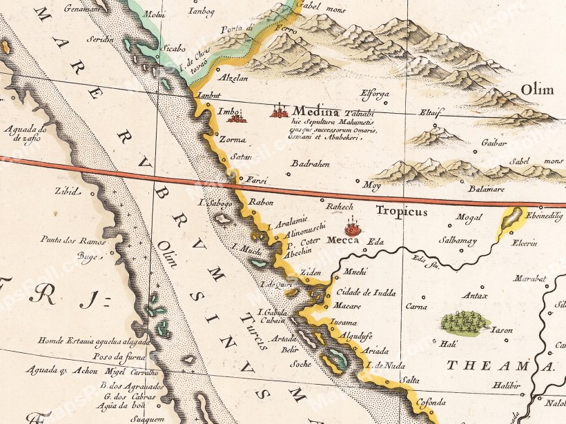 خريطة الجزيرة العربية 1665 يوهانس بلاو