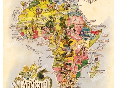 Africa Map 1951 Jacques Liozu