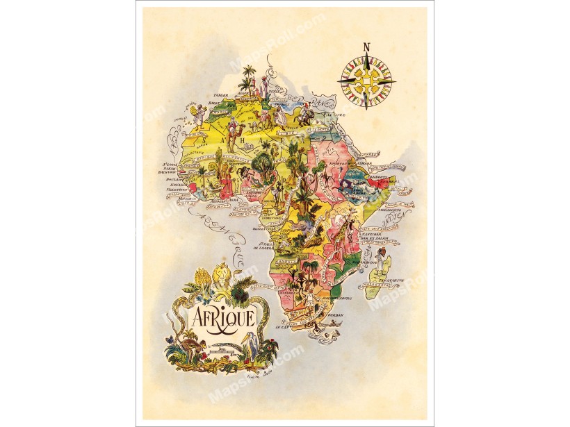 Africa Map 1951 Jacques Liozu