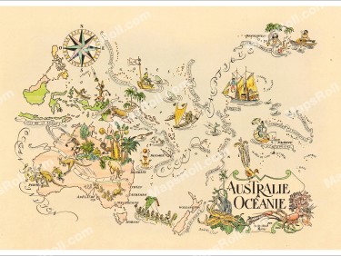 Australia and Oceania Map 1951 Jacques Liozu