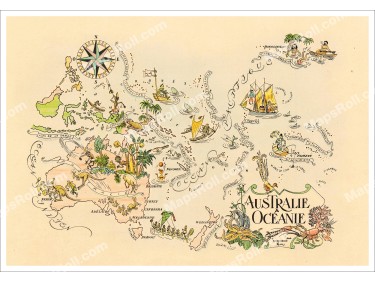 Australia and Oceania Map 1951 Jacques Liozu
