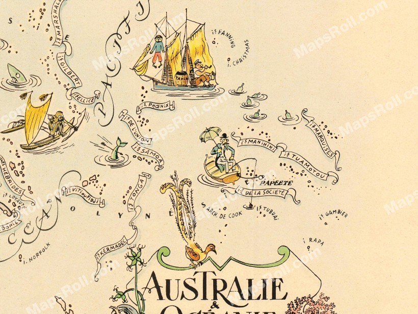 Australia and Oceania Map 1951 Jacques Liozu