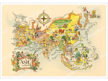 Asia Map 1951 Jacques Liozu