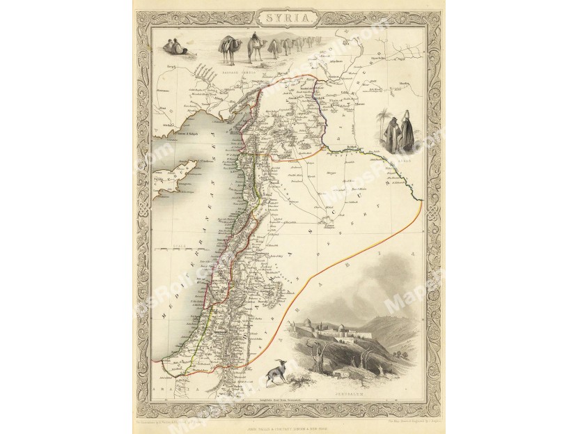 Syria Map 1851 John Rapkin