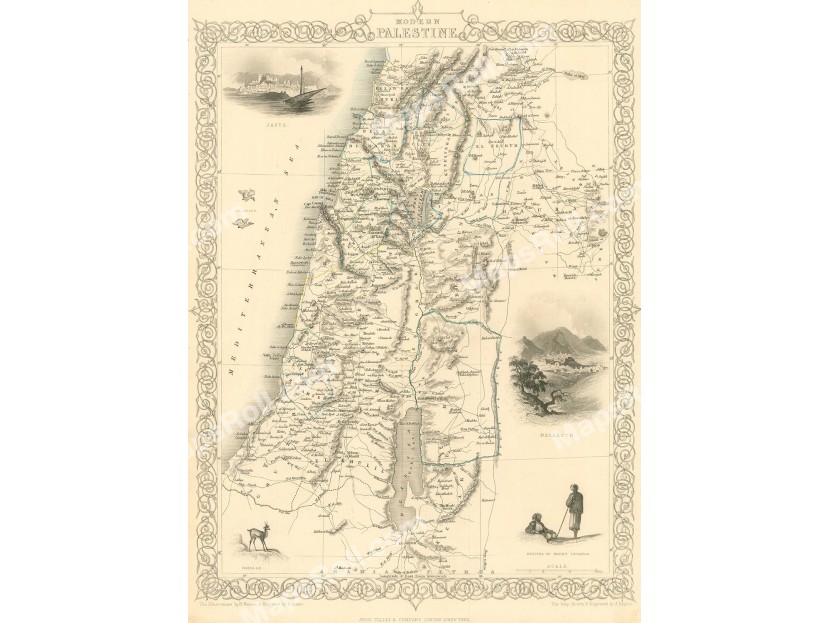 Modern Palestine Map 1851 John Rapkin
