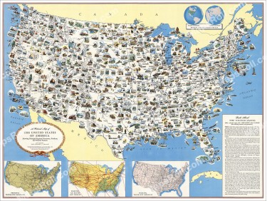 United States of America Map 1950 General Drafting