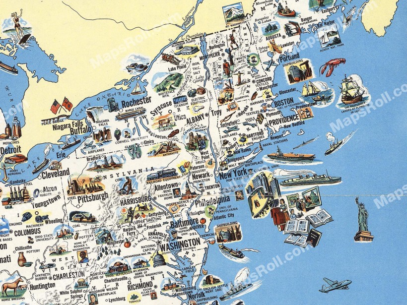 United States of America Map 1950 General Drafting