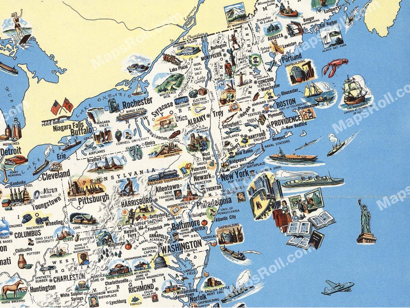 United States of America Map 1950 General Drafting