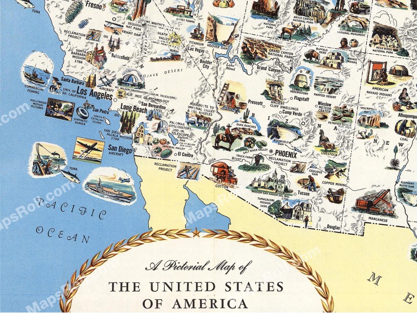 United States of America Map 1950 General Drafting