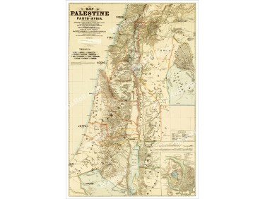 Map of Palestine and parts of Syria 1875 Henry Osborn