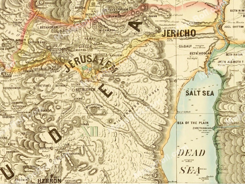 Map of Palestine and parts of Syria 1875 Henry Osborn