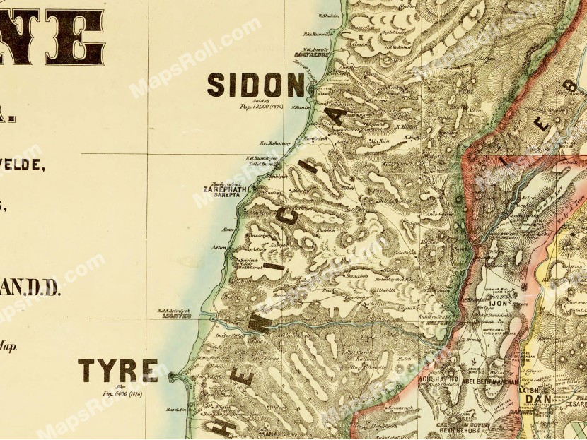 Map of Palestine and parts of Syria 1875 Henry Osborn