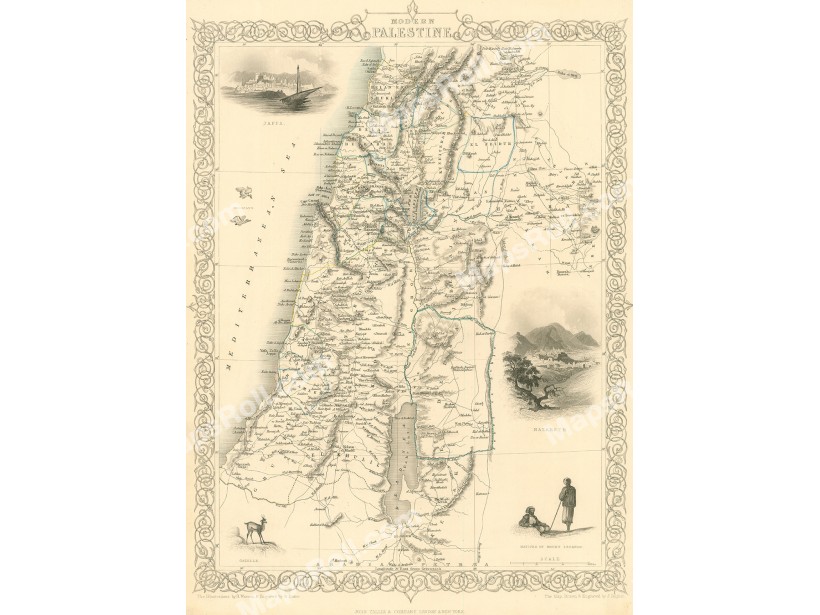 Modern Palestine Map 1851 John Rapkin
